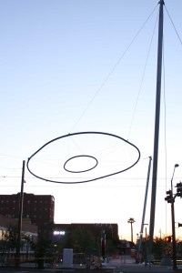 A new art sculpture is being constructed across from ASU's Downtown campus
